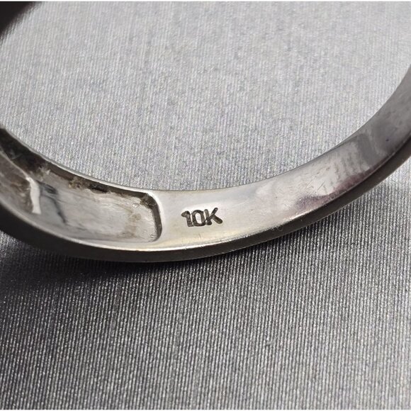 10k White Gold Diamond Channel Set Band Ring Size 10.25 NDI Signed Natural 4.05g - Picture 7 of 14